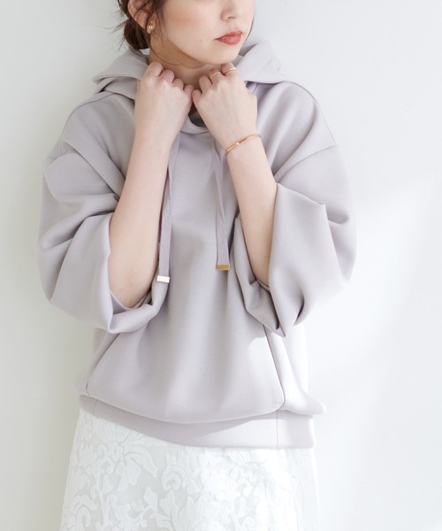 natural couture(ナチュラルクチュール)の「【大人気アイテム】ふわもちラテパーカー(パーカー・レディース・サックスブルー/グレイッシュベージュ/アイボリー/ピンクベージュ・FREE)」の3枚目の写真