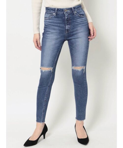 GYDA（ジェイダ）の「ミドルウエスト KNEESダメージSHAPELYスキニーデニムパンツ（デニムパンツ・レディース・ブルー/ライトブルー・X-SMALL/SMALL/MEDIUM）」の20枚目の写真