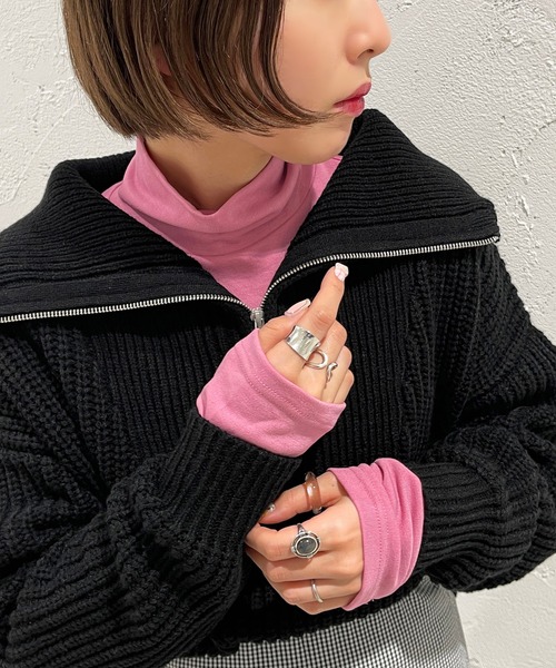 apres jour mignon(アプレジュールミニョン)の「ハイネックインナー【ZOZOTOWN限定アイテム】(Tシャツ/カットソー・レディース・ピンク/パープル/グリーン/オフホワイト/ライトイエロー/ブラック/オレンジ・X-LARGE/フリー)」の6枚目の写真