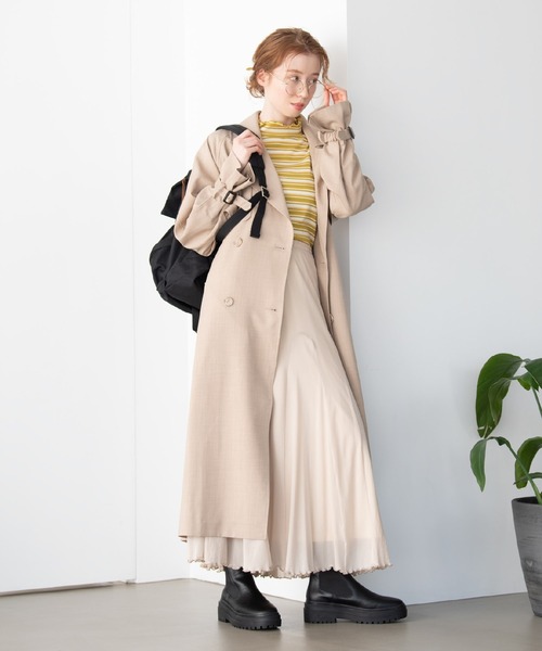 Crisp（クリスプ）の「オーバートレンチコート（トレンチコート・レディース・ベージュ/グレー・FREE）」の2枚目の写真