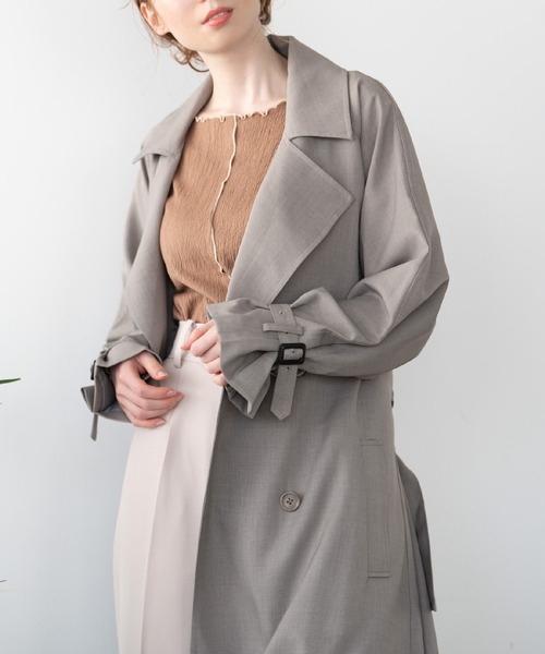 Crisp（クリスプ）の「オーバートレンチコート（トレンチコート・レディース・ベージュ/グレー・FREE）」の10枚目の写真