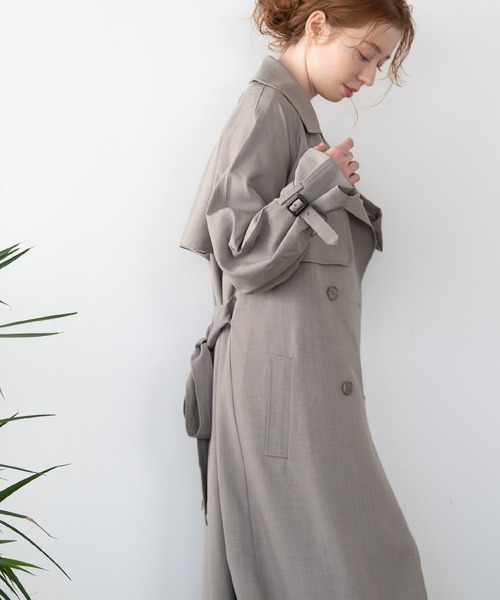 Crisp（クリスプ）の「オーバートレンチコート（トレンチコート・レディース・ベージュ/グレー・FREE）」の8枚目の写真