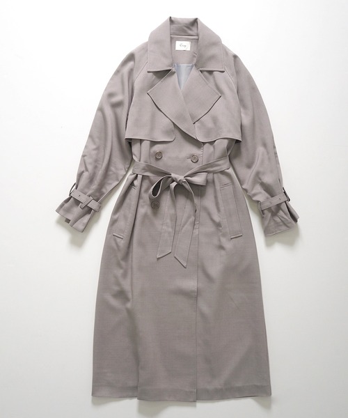 Crisp（クリスプ）の「オーバートレンチコート（トレンチコート・レディース・ベージュ/グレー・FREE）」の13枚目の写真