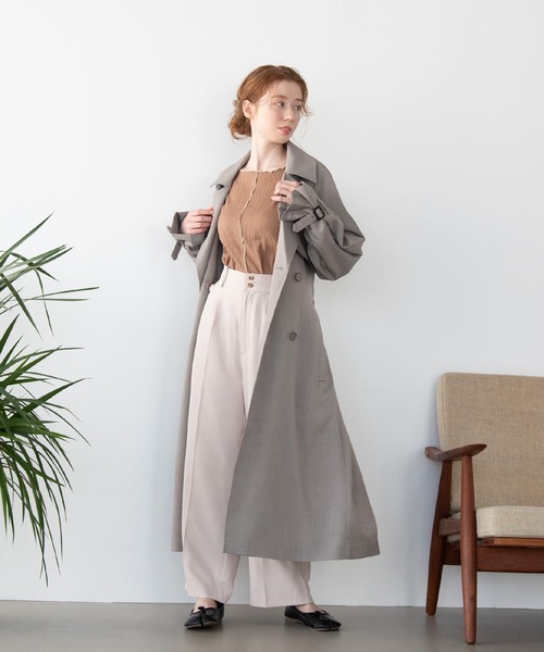 Crisp（クリスプ）の「オーバートレンチコート（トレンチコート・レディース・ベージュ/グレー・FREE）」の7枚目の写真