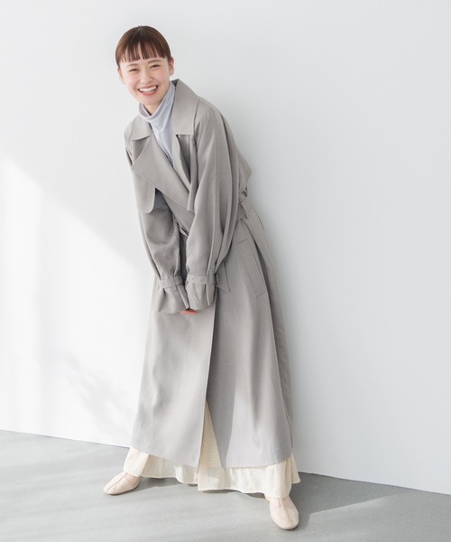 Crisp（クリスプ）の「オーバートレンチコート（トレンチコート・レディース・ベージュ/グレー・FREE）」の3枚目の写真