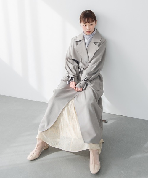 Crisp（クリスプ）の「オーバートレンチコート（トレンチコート・レディース・ベージュ/グレー・FREE）」の6枚目の写真