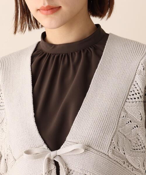 OPAQUE.CLIP（オペークドットクリップ）の「◆透かし編みゆるニットボレロ（カーディガン/ボレロ・レディース・ガンメタ/オフホワイト・38）」の6枚目の写真