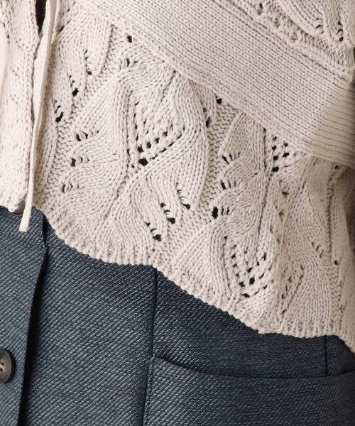 OPAQUE.CLIP（オペークドットクリップ）の「◆透かし編みゆるニットボレロ（カーディガン/ボレロ・レディース・ガンメタ/オフホワイト・38）」の8枚目の写真