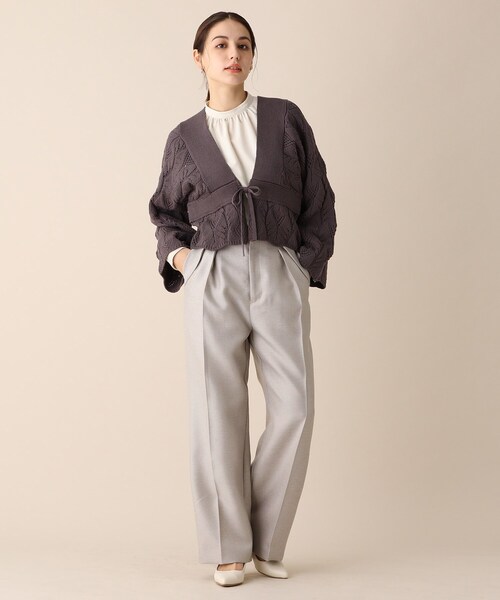 OPAQUE.CLIP（オペークドットクリップ）の「◆透かし編みゆるニットボレロ（カーディガン/ボレロ・レディース・ガンメタ/オフホワイト・38）」の11枚目の写真