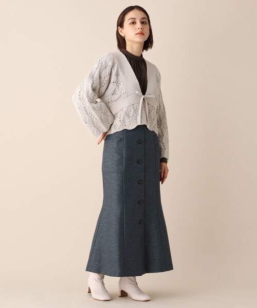 OPAQUE.CLIP（オペークドットクリップ）の「◆透かし編みゆるニットボレロ（カーディガン/ボレロ・レディース・ガンメタ/オフホワイト・38）」の16枚目の写真