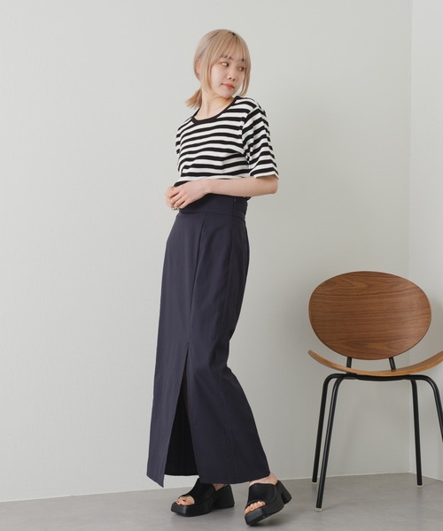 Kastane(カスタネ)の「【カタログ掲載アイテム】リブボーダーTEE(Tシャツ/カットソー・レディース・ホワイト/グリーン・FREE)」の5枚目の写真