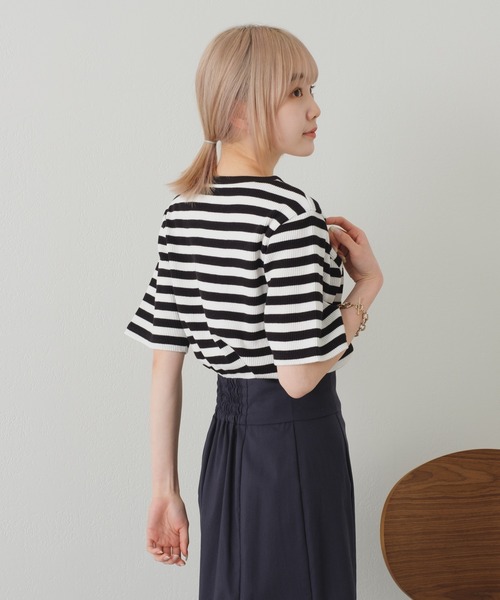 Kastane(カスタネ)の「【カタログ掲載アイテム】リブボーダーTEE(Tシャツ/カットソー・レディース・ホワイト/グリーン・FREE)」の10枚目の写真