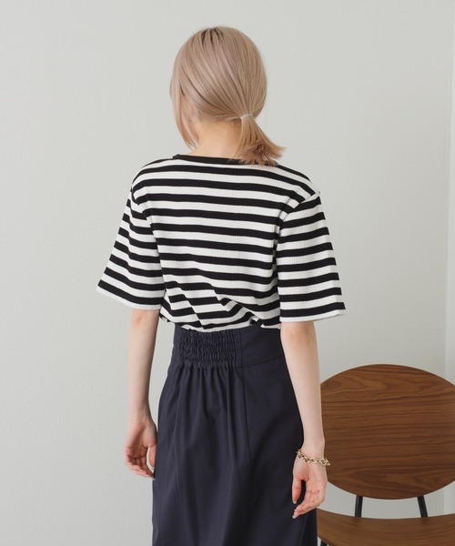 Kastane(カスタネ)の「【カタログ掲載アイテム】リブボーダーTEE(Tシャツ/カットソー・レディース・ホワイト/グリーン・FREE)」の8枚目の写真