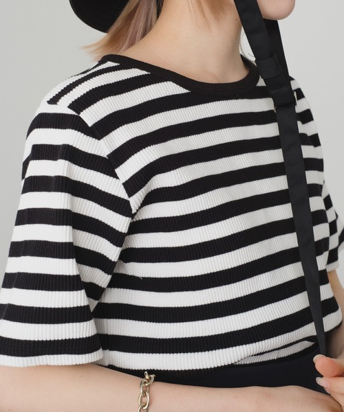 Kastane(カスタネ)の「【カタログ掲載アイテム】リブボーダーTEE(Tシャツ/カットソー・レディース・ホワイト/グリーン・FREE)」の6枚目の写真