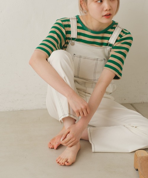 Kastane(カスタネ)の「【カタログ掲載アイテム】リブボーダーTEE(Tシャツ/カットソー・レディース・ホワイト/グリーン・FREE)」の18枚目の写真