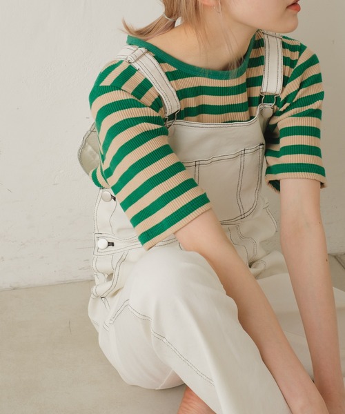 Kastane(カスタネ)の「【カタログ掲載アイテム】リブボーダーTEE(Tシャツ/カットソー・レディース・ホワイト/グリーン・FREE)」の20枚目の写真