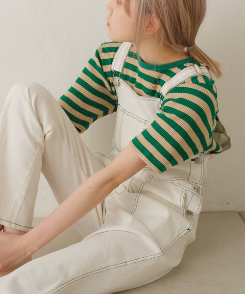 Kastane(カスタネ)の「【カタログ掲載アイテム】リブボーダーTEE(Tシャツ/カットソー・レディース・ホワイト/グリーン・FREE)」の16枚目の写真