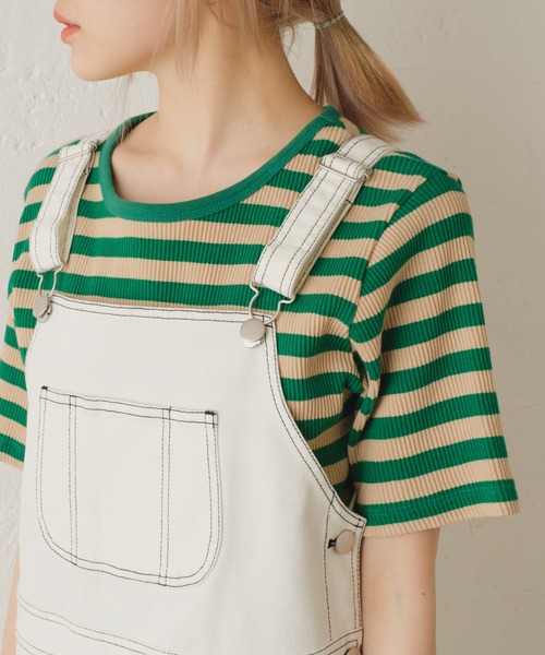 Kastane(カスタネ)の「【カタログ掲載アイテム】リブボーダーTEE(Tシャツ/カットソー・レディース・ホワイト/グリーン・FREE)」の7枚目の写真