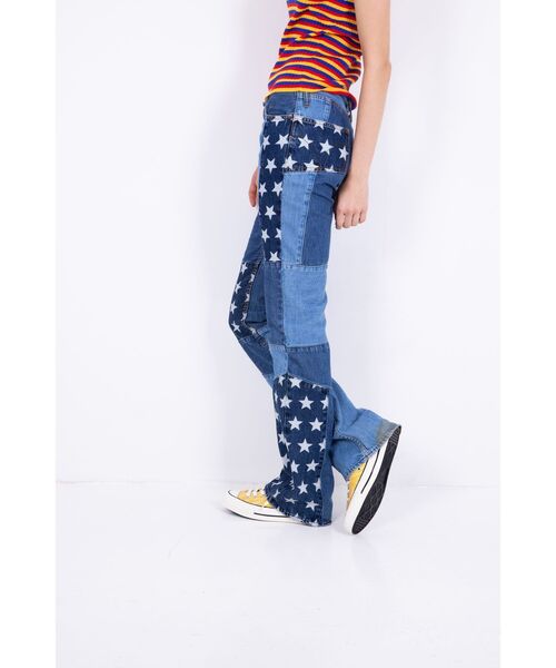 HYSTERIC GLAMOUR（ヒステリックグラマー）の「STAR柄スクラッチ フレアデニムパンツ（デニムパンツ・レディース・インディゴブルー・28inch/24inch/25inch/26inch/27inch）」の6枚目の写真