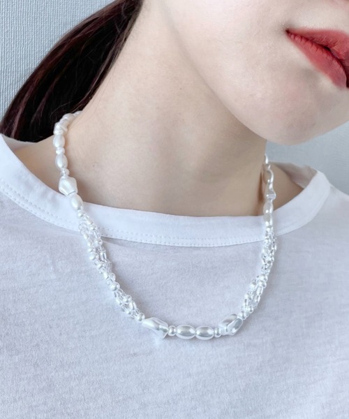 LOWRYS FARM（ローリーズファーム）の「パールビーズネックレス　272315（ネックレス・レディース・ストーン/グリーン・FREE）」の2枚目の写真