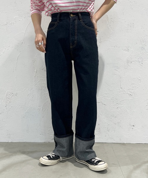 apres jour mignon(アプレジュールミニョン)の「ロールアップデニム【ZOZOTOWN限定アイテム】(デニムパンツ・レディース・サックスブルー/ダークブルー/グレー系その他・SMALL/MEDIUM/LARGE/X-LARGE)」の3枚目の写真