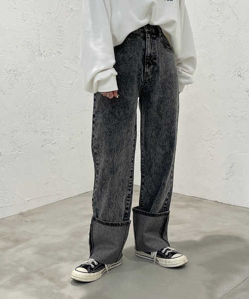 apres jour mignon(アプレジュールミニョン)の「ロールアップデニム【ZOZOTOWN限定アイテム】(デニムパンツ・レディース・サックスブルー/ダークブルー/グレー系その他・SMALL/MEDIUM/LARGE/X-LARGE)」の4枚目の写真
