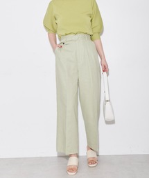 綿麻ベルト付き2タックワイドパンツ