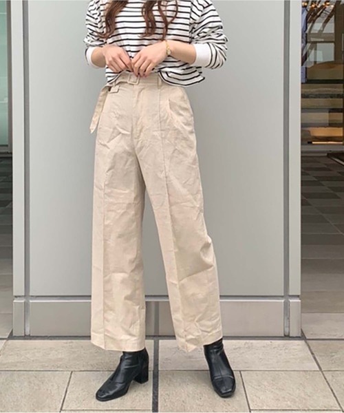綿麻ベルト付き2タックワイドパンツ（その他パンツ）｜FREE'S