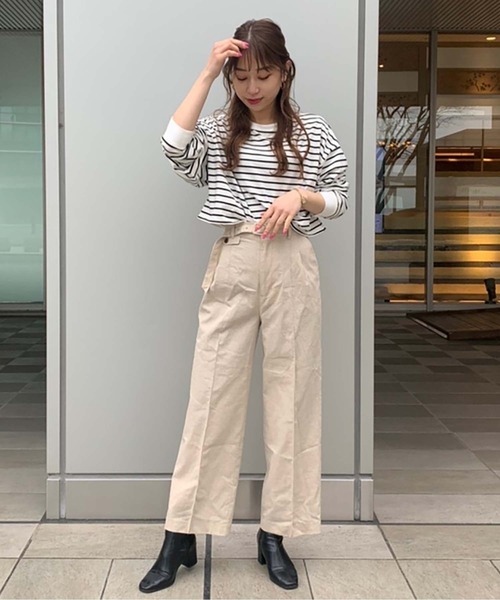 綿麻ベルト付き2タックワイドパンツ（その他パンツ）｜FREE'S