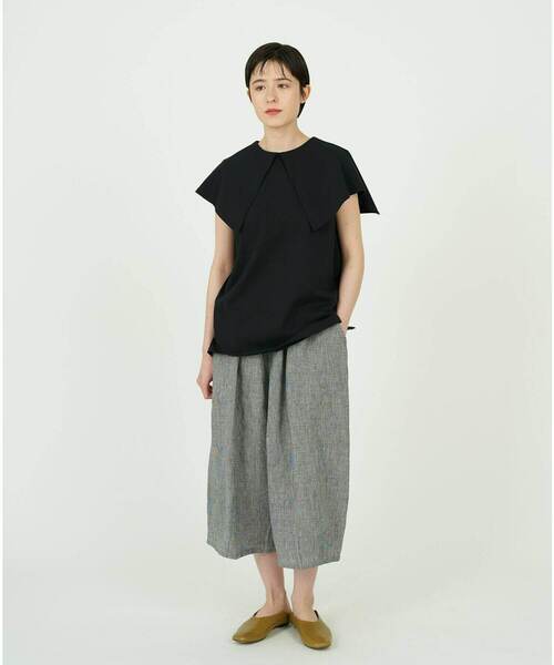 conges payes ADIEU TRISTESSE（コンジェ ペイエ アデュートリステス）の「衿付きノースリーブカットソー（Tシャツ/カットソー・レディース・ホワイト/ブラック・FREE）」の15枚目の写真
