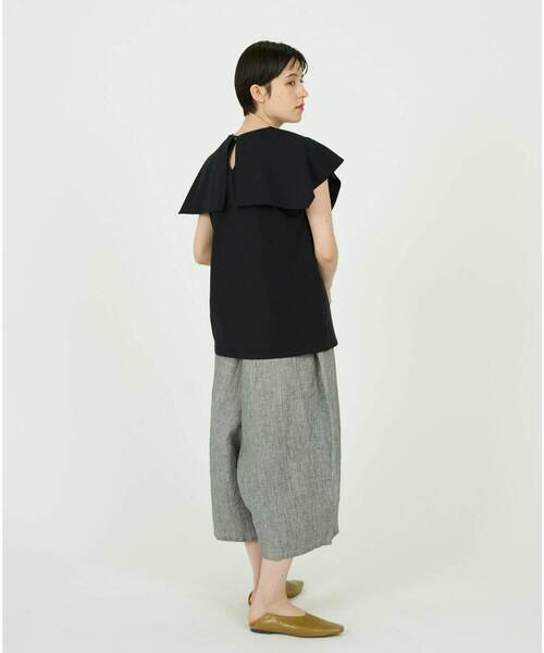 conges payes ADIEU TRISTESSE（コンジェ ペイエ アデュートリステス）の「衿付きノースリーブカットソー（Tシャツ/カットソー・レディース・ホワイト/ブラック・FREE）」の16枚目の写真