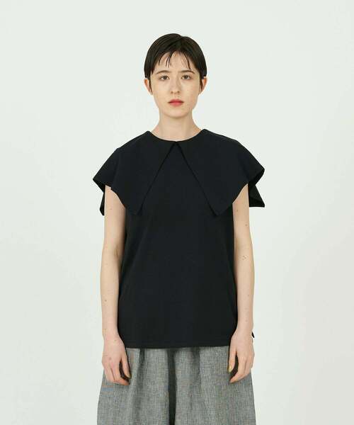 conges payes ADIEU TRISTESSE（コンジェ ペイエ アデュートリステス）の「衿付きノースリーブカットソー（Tシャツ/カットソー・レディース・ホワイト/ブラック・FREE）」の18枚目の写真