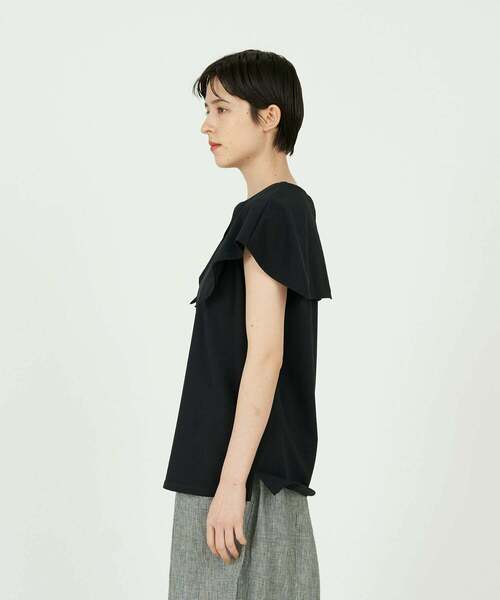 conges payes ADIEU TRISTESSE（コンジェ ペイエ アデュートリステス）の「衿付きノースリーブカットソー（Tシャツ/カットソー・レディース・ホワイト/ブラック・FREE）」の19枚目の写真