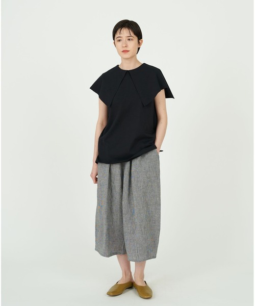 conges payes ADIEU TRISTESSE（コンジェ ペイエ アデュートリステス）の「衿付きノースリーブカットソー（Tシャツ/カットソー・レディース・ホワイト/ブラック・FREE）」の3枚目の写真