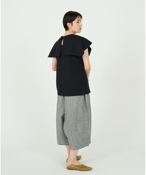 conges payes ADIEU TRISTESSE（コンジェ ペイエ アデュートリステス）の「衿付きノースリーブカットソー（Tシャツ/カットソー・レディース・ホワイト/ブラック・FREE）」の4枚目の写真