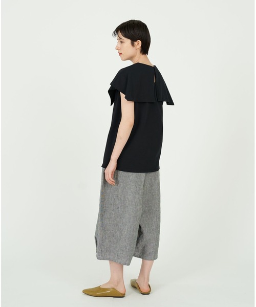 conges payes ADIEU TRISTESSE（コンジェ ペイエ アデュートリステス）の「衿付きノースリーブカットソー（Tシャツ/カットソー・レディース・ホワイト/ブラック・FREE）」の5枚目の写真
