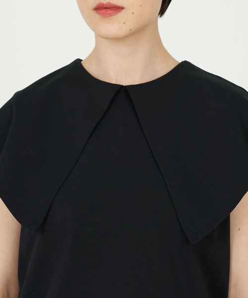 conges payes ADIEU TRISTESSE（コンジェ ペイエ アデュートリステス）の「衿付きノースリーブカットソー（Tシャツ/カットソー・レディース・ホワイト/ブラック・FREE）」の9枚目の写真