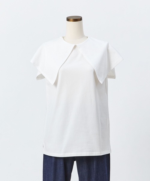 conges payes ADIEU TRISTESSE（コンジェ ペイエ アデュートリステス）の「衿付きノースリーブカットソー（Tシャツ/カットソー・レディース・ホワイト/ブラック・FREE）」の12枚目の写真
