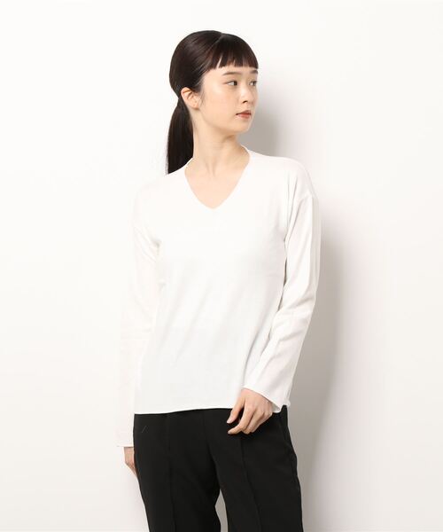 Q（キュー）の「BASIC VネックT（Tシャツ/カットソー・レディース・ブラック/アイボリー/ピンク・MEDIUM）」の8枚目の写真