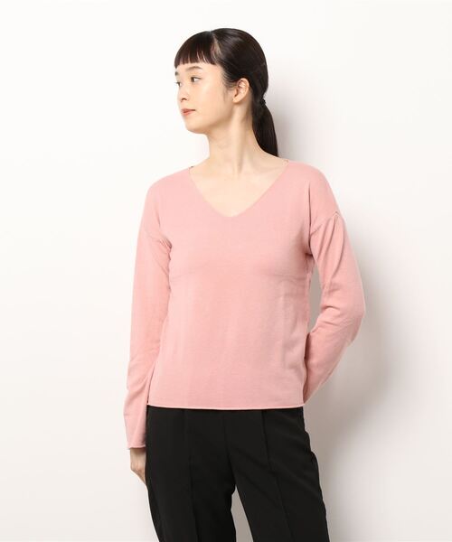 Q（キュー）の「BASIC VネックT（Tシャツ/カットソー・レディース・ブラック/アイボリー/ピンク・MEDIUM）」の10枚目の写真