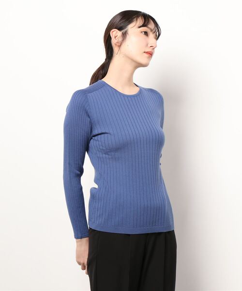 HANAE MORI(ハナエモリ)の「【HANAE MORI】ハイゲージニット(ニット/セーター・レディース・ブルー・40)」の1枚目の写真