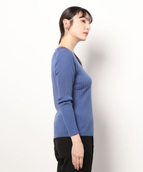 HANAE MORI(ハナエモリ)の「【HANAE MORI】ハイゲージニット(ニット/セーター・レディース・ブルー・40)」の2枚目の写真