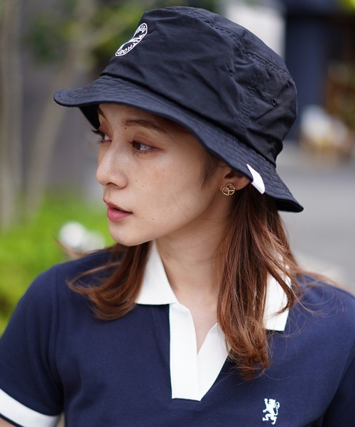 GIORDANO（ジョルダーノ）の「[ GIORDANO ] サークルロゴ ナイロンバケットハット（ユニセックス）（ハット・レディース・ブラック・FREE）」の4枚目の写真