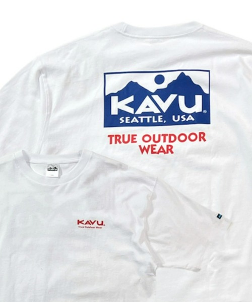KAVU（カブー）の「【ムラサキスポーツ別注】KAVU/カブー ビッグシルエット ベースボールカラー バックプリントTシャツ/トゥルーロゴ  19821670（Tシャツ/カットソー・メンズ・ホワイト/ブラウン/ブルー/グリーン・M/L/XL）」の2枚目の写真