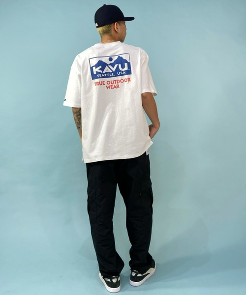 KAVU（カブー）の「【ムラサキスポーツ別注】KAVU/カブー ビッグシルエット ベースボールカラー バックプリントTシャツ/トゥルーロゴ  19821670（Tシャツ/カットソー・メンズ・ホワイト/ブラウン/ブルー/グリーン・M/L/XL）」の12枚目の写真