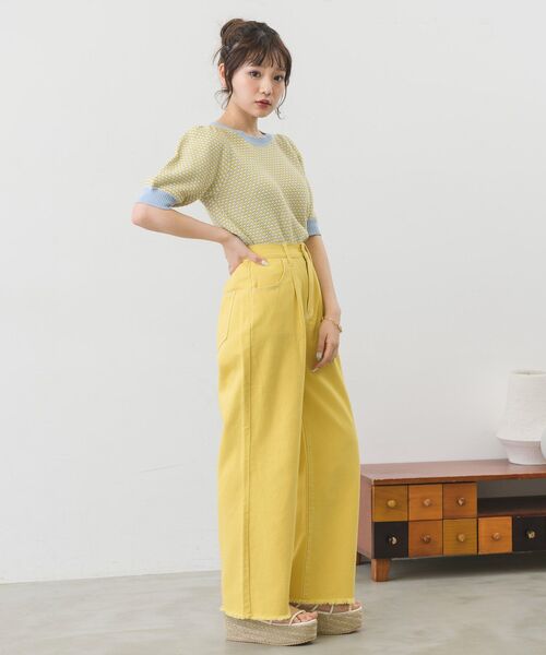 ems excite（エムズエキサイト）の「柄編み半袖ニット（ニット/セーター・レディース・グリーン/ブルー系その他/パープル系その他・FREE）」の18枚目の写真