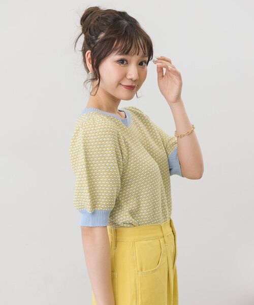 ems excite（エムズエキサイト）の「柄編み半袖ニット（ニット/セーター・レディース・グリーン/ブルー系その他/パープル系その他・FREE）」の15枚目の写真