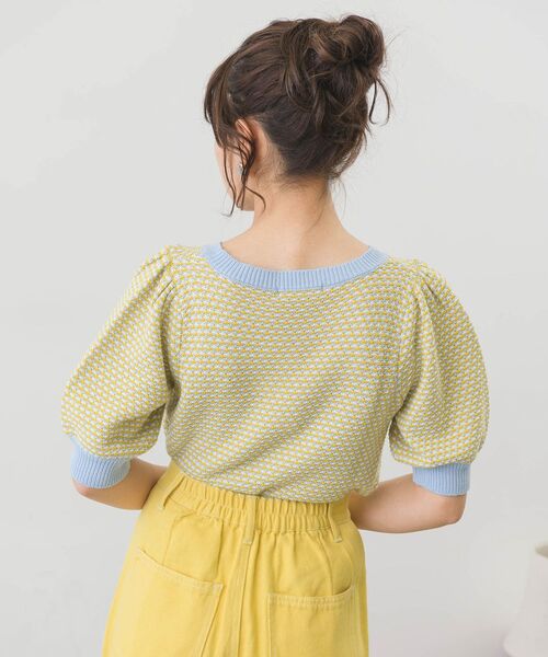 ems excite（エムズエキサイト）の「柄編み半袖ニット（ニット/セーター・レディース・グリーン/ブルー系その他/パープル系その他・FREE）」の14枚目の写真