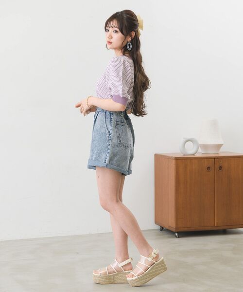 ems excite（エムズエキサイト）の「柄編み半袖ニット（ニット/セーター・レディース・グリーン/ブルー系その他/パープル系その他・FREE）」の12枚目の写真