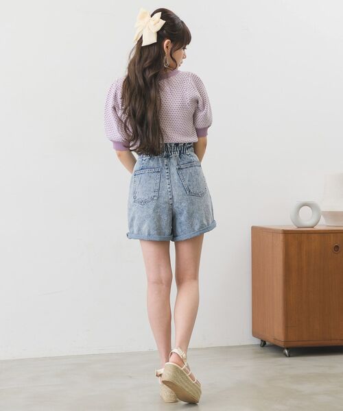 ems excite（エムズエキサイト）の「柄編み半袖ニット（ニット/セーター・レディース・グリーン/ブルー系その他/パープル系その他・FREE）」の10枚目の写真